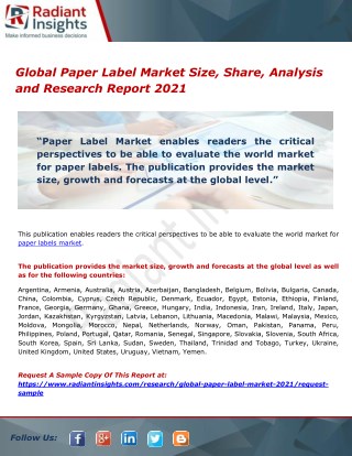 Global Paper Label Market Size, Share, Analysis and Research Report 2021