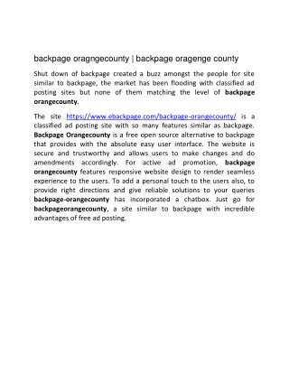 Backpage Orangecounty | Backpage Orange County