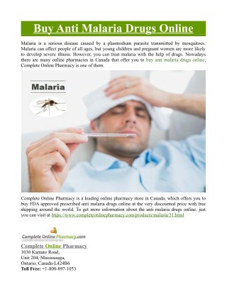 Buy Anti Malaria Drugs Online