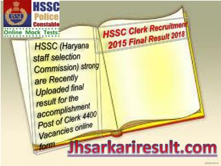 Hssc clerk recruitment 2015 final result 2018