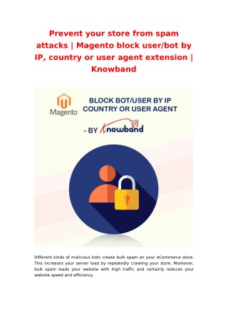 Prevent your store from spam attacks | Magento block user/bot by IP, country or user agent extension | Knowband