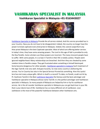 Vashikaran Specialist in Malaysia 91-9163443027