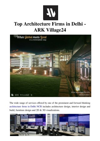 Top Architecture Firms in Delhi - ARK Village24