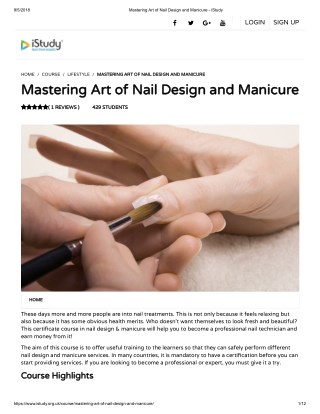 Mastering Art of Nail Design and Manicure - istudy