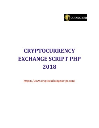 Cryptocurrency Exchange Script PHP 2018