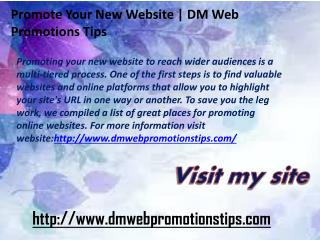 Promote Your New Website | DM Web Promotions Tips