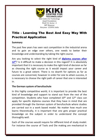 Learning The Best And Easy Way With Practical Application