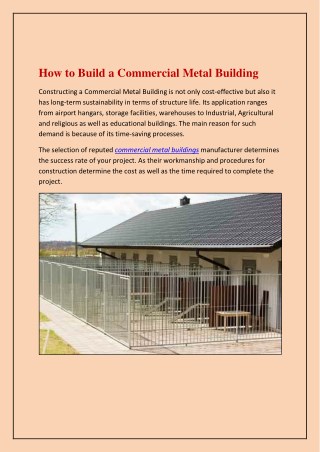 How to Build a Commercial Metal Building