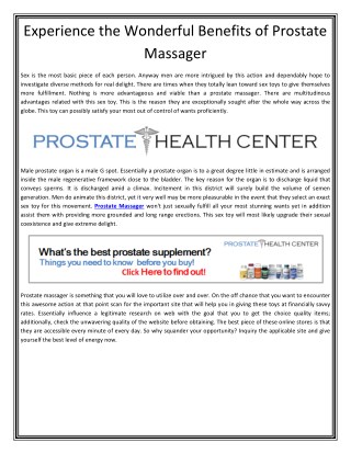 Experience the Wonderful Benefits of Prostate Massager