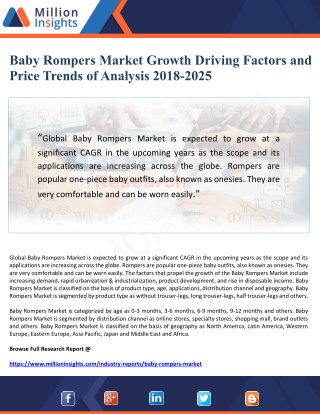 Baby Rompers Market Growth Driving Factors and Price Trends of Analysis 2018-2025