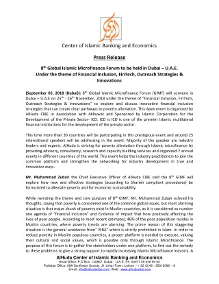 Press Release- 8th Global Islamic Microfinance Forum