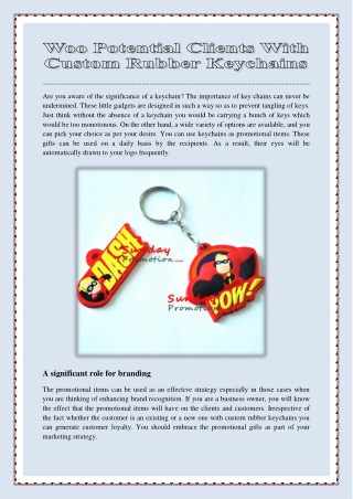 Woo Potential Clients With Custom Rubber Keychains
