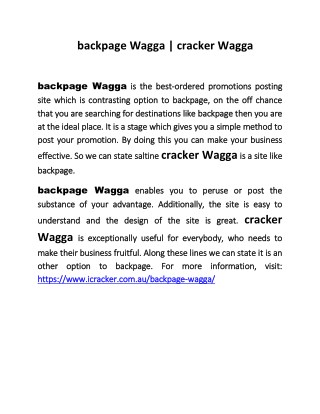 backpage Wagga | cracker Wagga