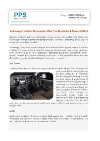 Volkswagen Interior Accessories Give You Durability & Peace of Mind