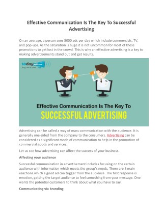 Effective Communication Is The Key To Successful Advertising