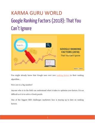 Google Ranking Factors (2018): That You Canâ€™t Ignore