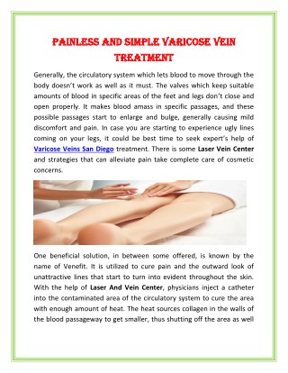 Painless and simple Varicose Vein Treatment