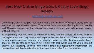 Best New Online Bingo Sites UK Lady Love Bingo Review