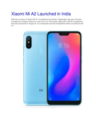 Xiaomi Mi A2 Launched in India