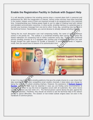 Enable the Registration Facility in Outlook with Support Help