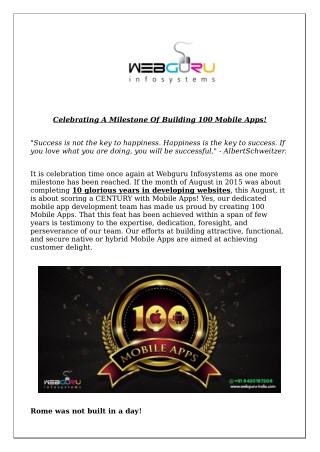 Celebrating A Milestone Of Building 100 Mobile Apps!