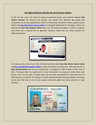 Get High Definition Novelty IDs and Licenses Online