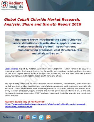 Global Cobalt Chloride Market Research, Analysis, Share and Growth Report 2018