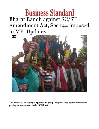 Bharat Bandh against SC/ST Amendment Act, Sec 144 imposed in MP: UpdatesÂ 