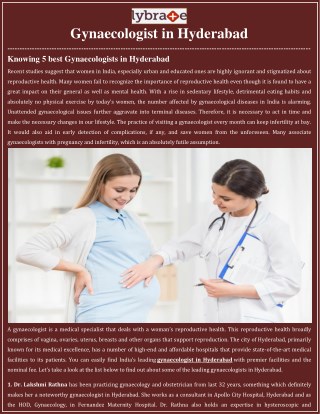 Knowing 5 Best Gynaecologists in Hyderabad