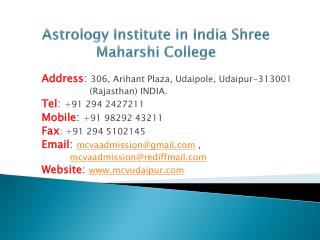 Astrology Institute in India Shree Maharshi College