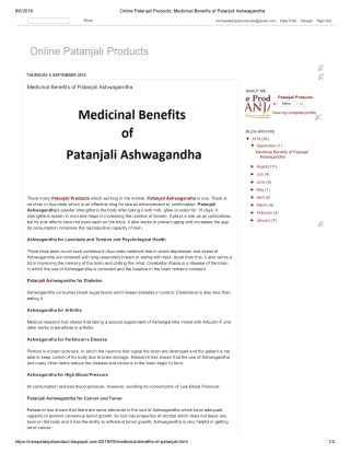 Medicinal Benefits of Patanjali Ashwagandha