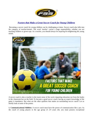 Factors that Make a Great Soccer Coach for Young Children