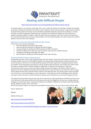 Dealing With Difficult People Training