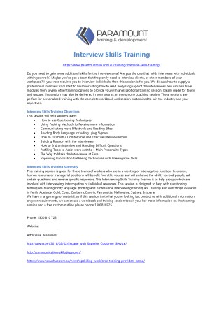 Interview Skills Training