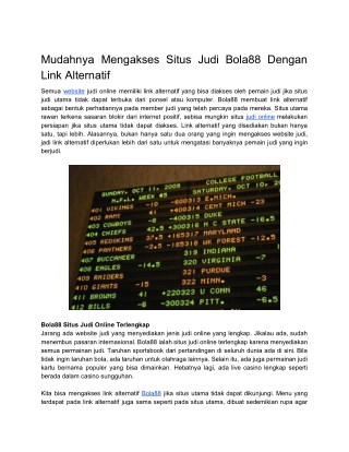 Mudahnya Mengakses Situs Judi Bola88 Dengan Link Alternatif