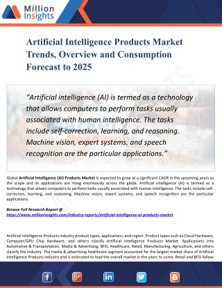 Artificial Intelligence Products Market Analysis, Development Trends and Share by Application up to 2025