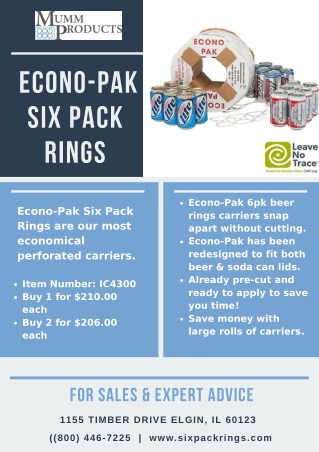 Economical Improved Econo-Pak Six Pack Rings