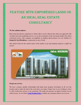 Feature With Empowered Lands On An Ideal Real Estate Consultancy