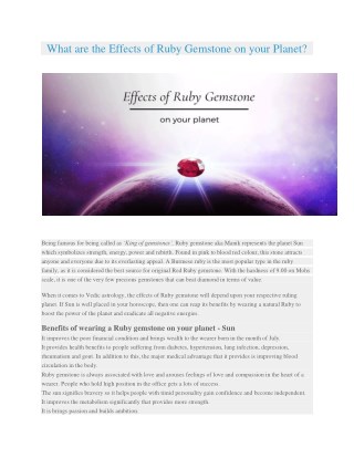 What are the Effects of Ruby Gemstone on your Planet? - Gemkart