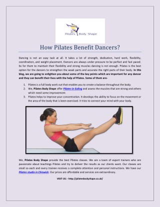 How Pilates Benefit Dancers?