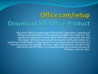 WWW.OFFICE.COM/SETUP INSTALL YOUR MS OFFICE ONLINE