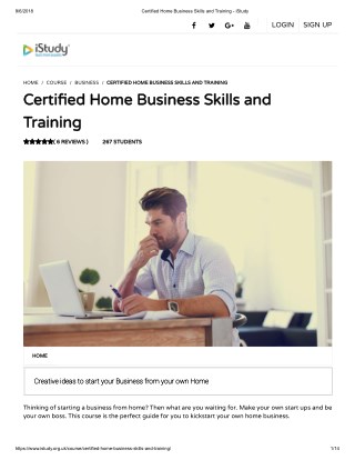 Certified Home Business Skills and Training - istudy