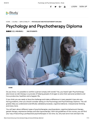 Psychology and Psychotherapy Diploma - istudy