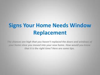 Signs Your Home Needs Window Replacement