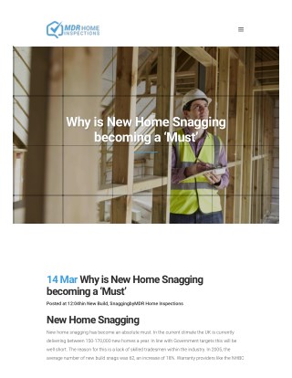 Why is New Home Snagging becoming a â€˜Mustâ€™
