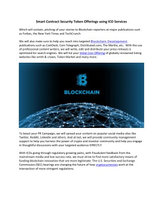 Smart Contract Security Token Offerings using ICO Services