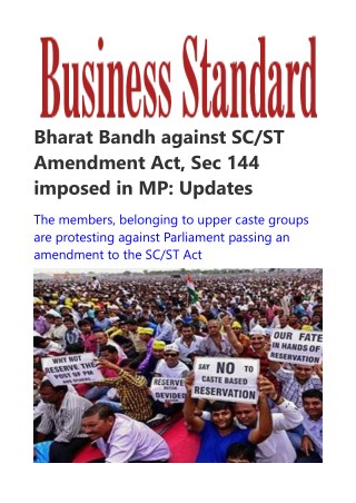 Bharat Bandh against SC/ST Amendment Act, Sec 144 imposed in MP
