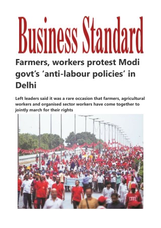 Â Farmers, workers protest Modi govt's 'anti-labour policies' in Delhi