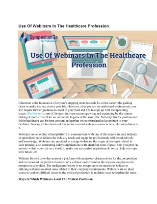 Use of webinars in the healthcare profession