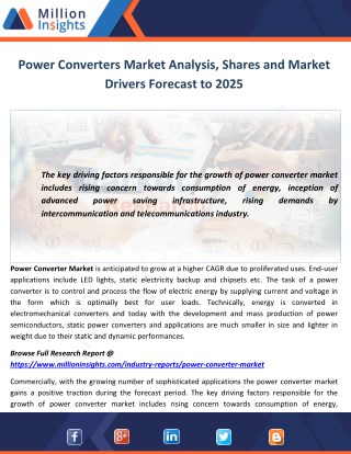 Power Converters Market Analysis, Shares and Market Drivers Forecast to 2025